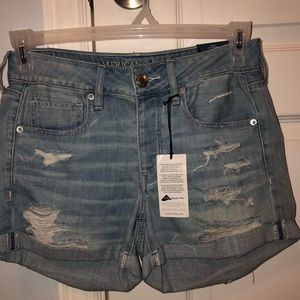 light wash distressed shorts